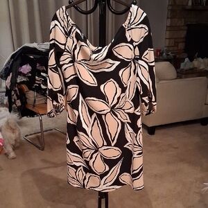 Boston Proper Black and Cream Floral Blouse